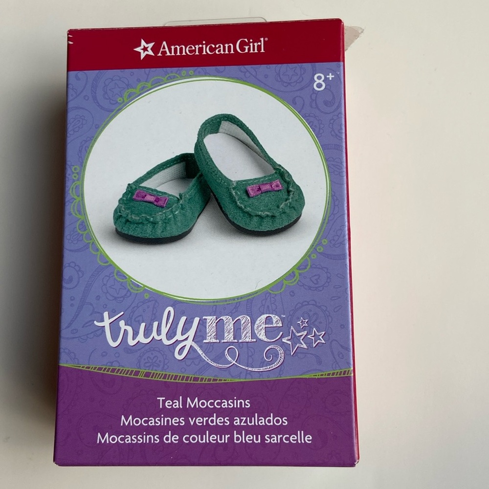 American Girl Truly Me Doll Shoes Teal Moccasins EUC